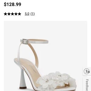 Betsey Johnson White Heels with Ruched Strap and Flared Heel